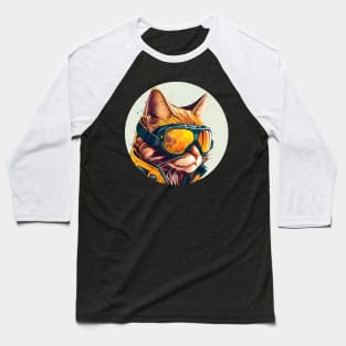 Colorful Cat - A Cat In A Ski Googles Skiing Skier Baseball T-Shirt